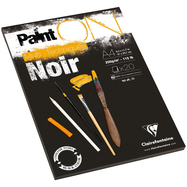 Clairefontaine Paint On Noir multiteknik-papir – sort, rå