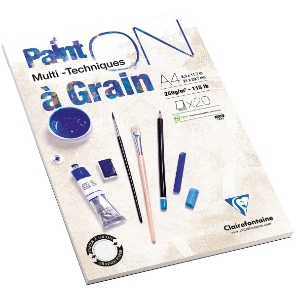 Clairefontaine Paint On à Grain multiteknik-papir – hvid kornet