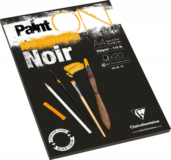 Clairefontaine Paint On Noir multiteknik-papir – sort, rå